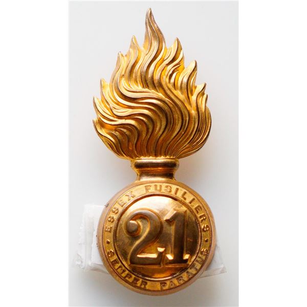 Militaria Insignia Pre WW1;  21st Essex Fusiliers Cap Badge/Busby Grenade.  See Pic.