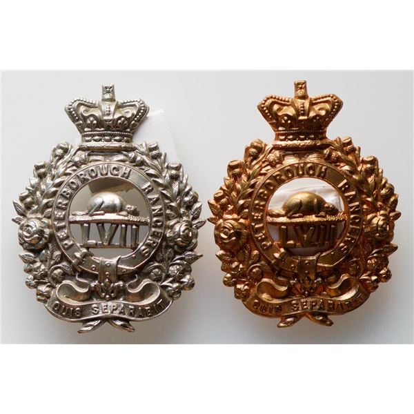 Militaria Insignia Pre WW1;  57th Regiment Peterborough Rangers KC Cap Badge (Gilt & Silvered).  Lot