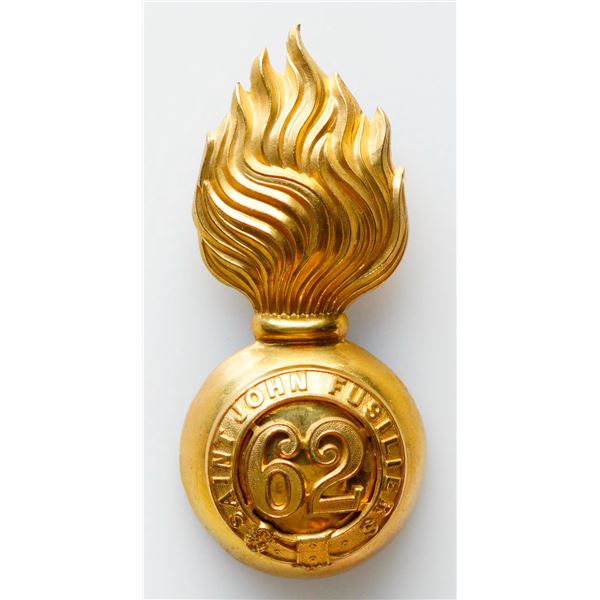 Militaria Insignia Pre WW1;  62nd St. John Fusiliers Fur Cap Grenade.  See Pic.