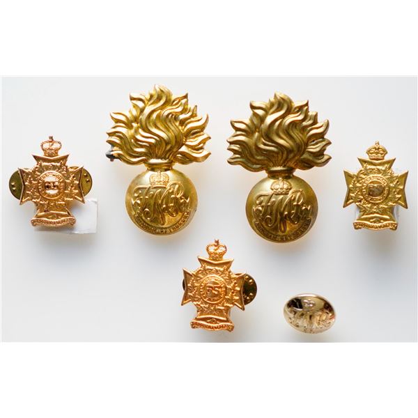 Militaria Insignia Pre WW1; 65th Regiment (Carabiniers Mont-Royal) Grenade Cap badges. Pins & Button