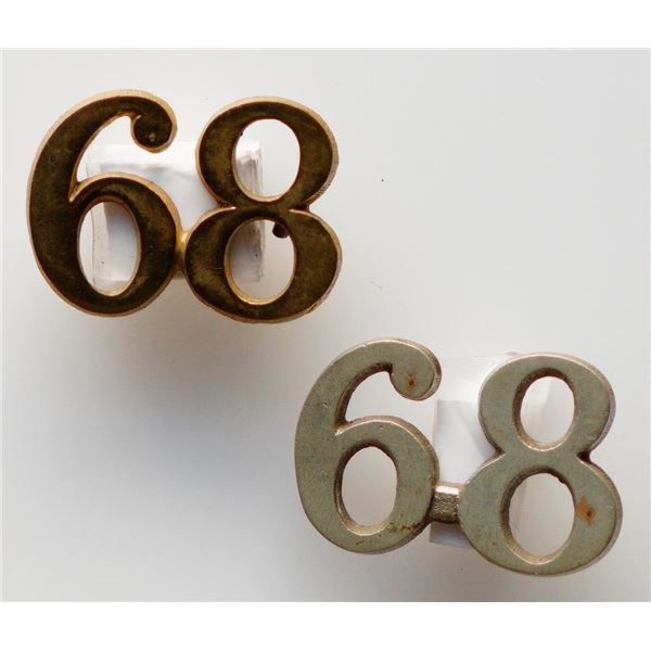 Militaria Insignia Pre WW1;  68th King's County Regiment Pill Box Hat Badge.  Lot of 2 different pcs