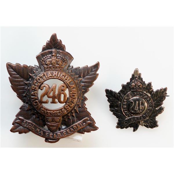 Militaria Insignia Pre WW1;  246th Infantry Battalion "Nova Scotia Highlanders" Glengarry Badgew/Bro