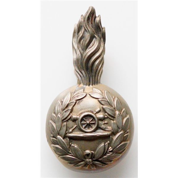Militaria Insignia Pre WW1;  Victorian Royal Artillery VOLUNTEERS White Metal Busby Grenade/Plume Ho