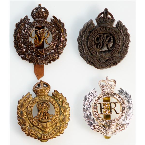 Militaria Insignia Pre WW1; Royal Canadian Engineers George V Cap Badges.  Lot of 2 metal. 1 plastic