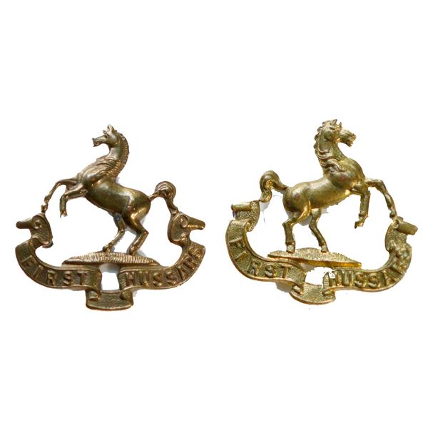 Militaria Insignia C.E.F. 1st Hussars Collar Badges.  Lot of 2 pcs.
