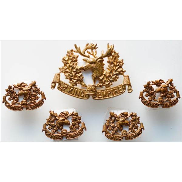Militaria Insignia C.E.F. WW1; 6th Canadian Light Horse. (For King & Country) Cap & Collar Badges.  