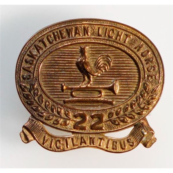 Militaria Insignia C.E.F. WW1; 22nd Saskatchewan Light Horse Cadets Cap Badge.