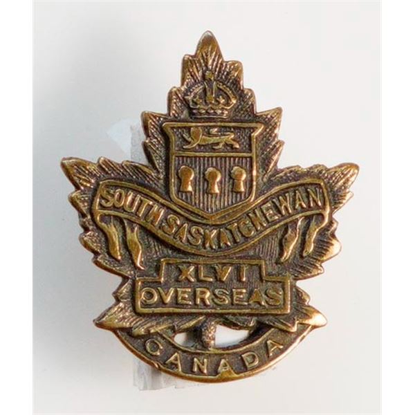 Militaria Insignia C.E.F. WW1; 46th Canadian Overseas Battalion South Saskatchewan XLVI Collar Badge