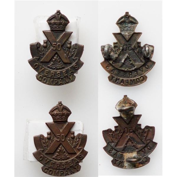 Militaria Insignia C.E.F. WW1; 50th Gordon Highlanders Collar Badges.  Lot of 2 pcs.  See Pic.