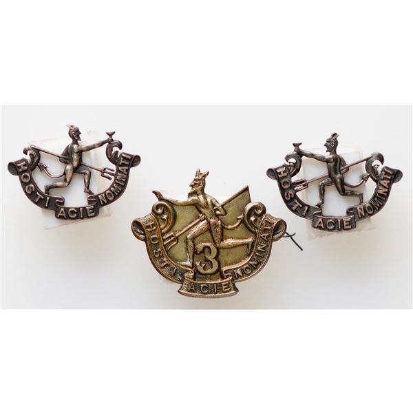 Militaria Insignia C.E.F. WW1; 144th Battalion (Winnipeg) Cap Badge & Collar Badges.  Lot of 3 pcs. 