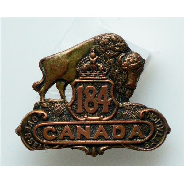 Militaria Insignia C.E.F. WW1;  184th Infantry Battalion Manitoba Cap badge.