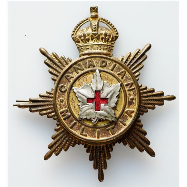 Militaria Insignia C.E.F. WW1;  Canadian Militia 2 pc badge w/Medical Corps Center badge.  98mm x 90