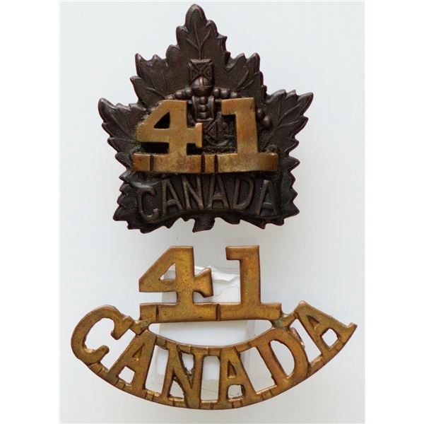 Militaria Insignia C.E.F. WW1; Yukon Infantry Company Interim Cap & Shoulder Badge.  Interim badges 
