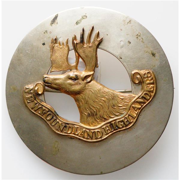 Militaria Insignia C.E.F. WW1; Large Newfoundland Highlanders large Broach type badge.  See Pic.