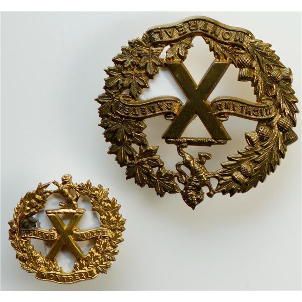 Militaria Insignia C.E.F. WW1; Highland Cadet Battalion Of Montreal Cap & Collar Badge.  Lot of 2 pc