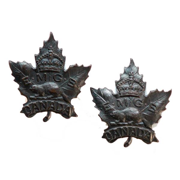 Militaria Insignia C.E.F. WW1; Eaton's Motor Machine Gun Battery Collar Badges.  Lot of 2 pcs.