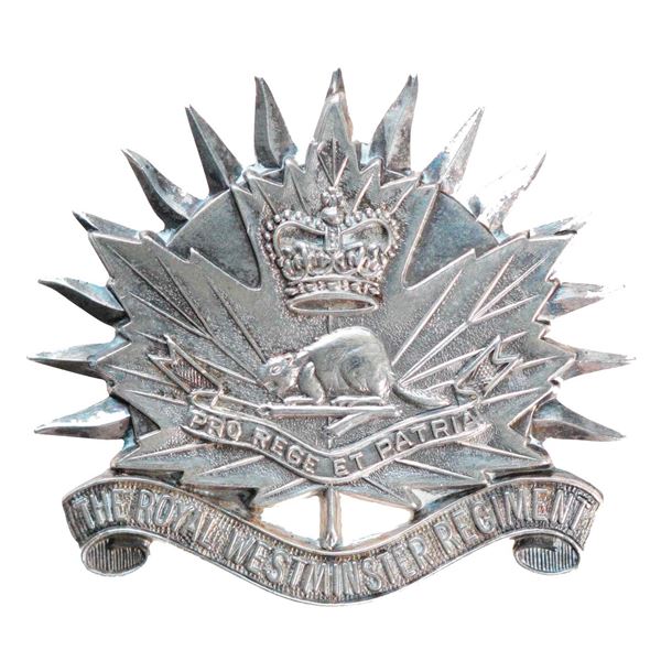 Militaria Insignia C.E.F. WW1;  Royal Westminster Silver Regiment Cap Badge.