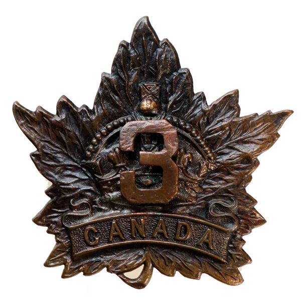 Militaria Insignia C.E.F. WW1;  3rd Battalion (Toronto)  Cap Badges.