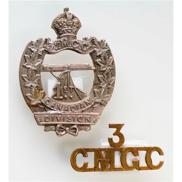 Militaria Insignia C.E.F. WW1;  Canadian CEF 3rd Machine Gun Company 1st Division Cap Badge.