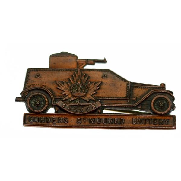 Militaria Insignia C.E.F. WW1;  Borden's Motor Machine Gun Battery Collar Badge (single) by MacCarth