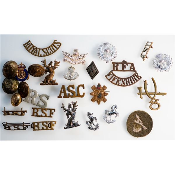 Militaria Insignia C.E.F. WW1;  Mixed Grouping of Badges. Titles. Buttons & Pins mainly British w/so