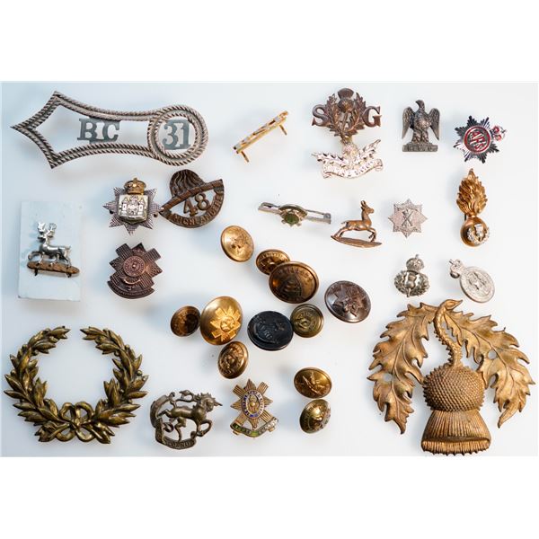 Militaria Insignia C.E.F. WW1;  Mixed Grouping of Badges. Titles. Buttons & Pins mainly British w/so