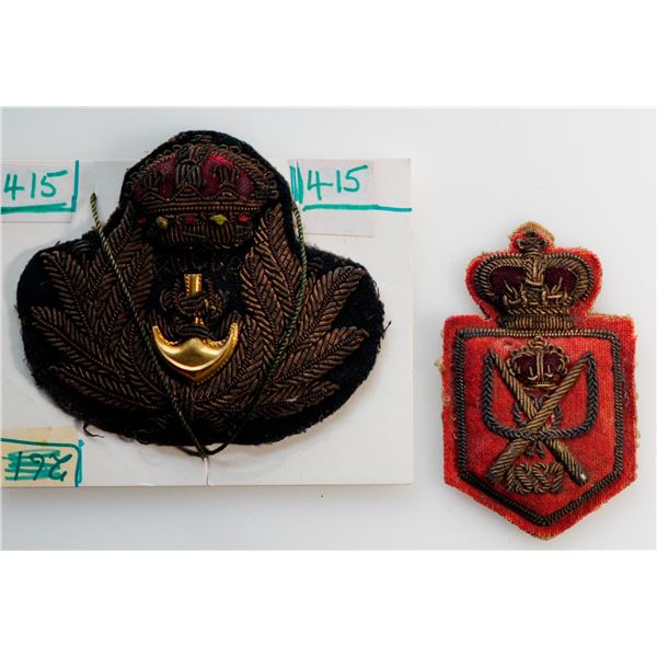 Militaria Insignia C.E.F. WW1;  Royal Canadian Navy (RCN) embroidered badges.  Lot of 2 different is