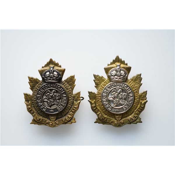 Militaria Insignia 1920-50;  Cape Breton Highlanders Glengarry Cap Badge.  Lot of 2 pcs.  See Pic