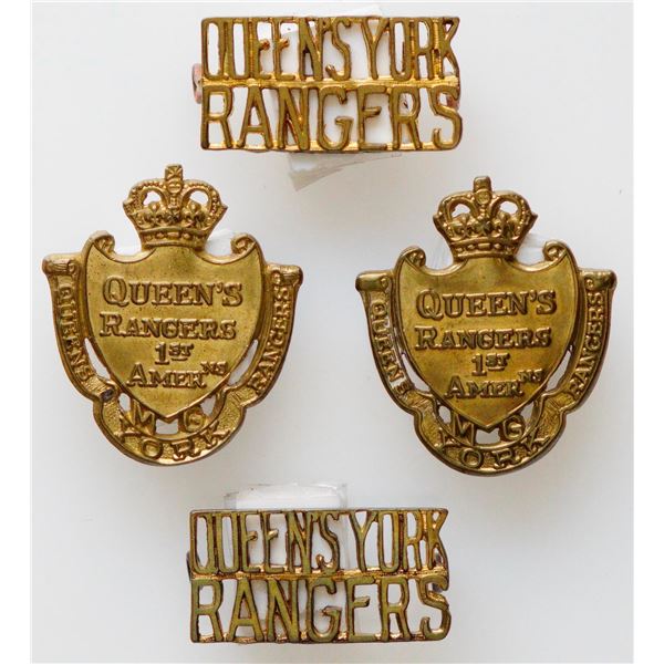 Militaria Insignia 1920-50;  The Queen’s York Rangers(1st American) Collar & Shoulder Badge