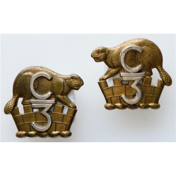 Militaria Insignia 1920-50;  The Royal Regiment of Canada. Officer's Collar Badge Pair.  See Pic.