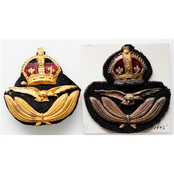 Militaria Insignia 1920-50;  Royal Canadian Air Force Gold Senior Officers Cap Badges.  Lot of 2 dif