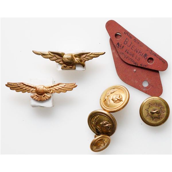 Militaria Insignia 1920-50;  Royal Canadian Air Force (RCAF) Wedge Cap type badges.  Backing details