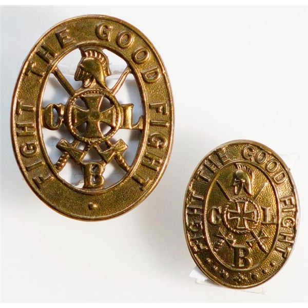 Militaria Insignia 1920-50;  The Church Lads Brigade Cap & Collar Badges.  Lot of 2 pcs.  See Pic.