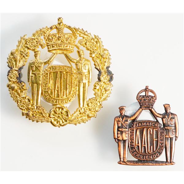 Militaria Insignia 1920-50;  West Indies - Jamaica Army Air Cadet Force ( AACF ) Cap & Collar Badges