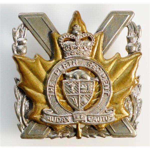 Militaria Insignia Post War;  Perth Regiment Cap Badge. Bi metal.  See Pic.