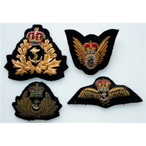 Militaria Insignia;  WW2 Canadian embroidered Royal Navy Fleet type Badges.  Lot of 4 pcs.  See Pic