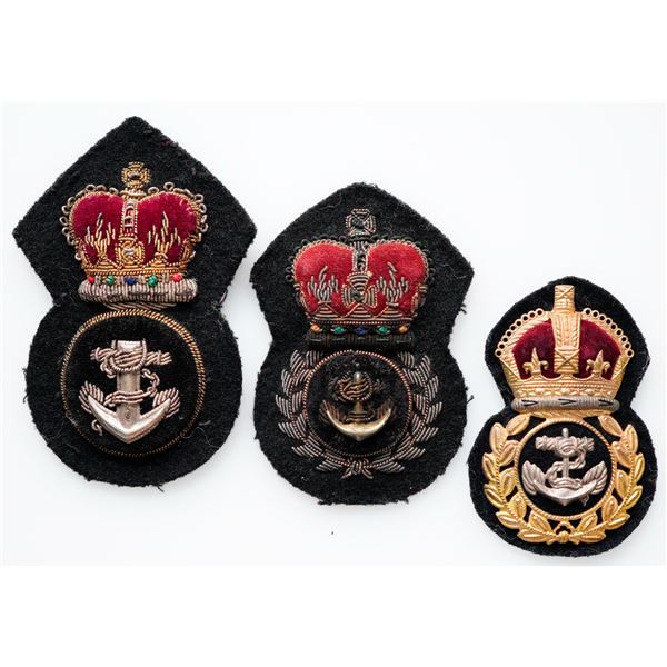 Militaria Insignia;  WW2 Royal Canadian Navy Petty Officer type badges.  Lot of 3 pcs.   See Pic