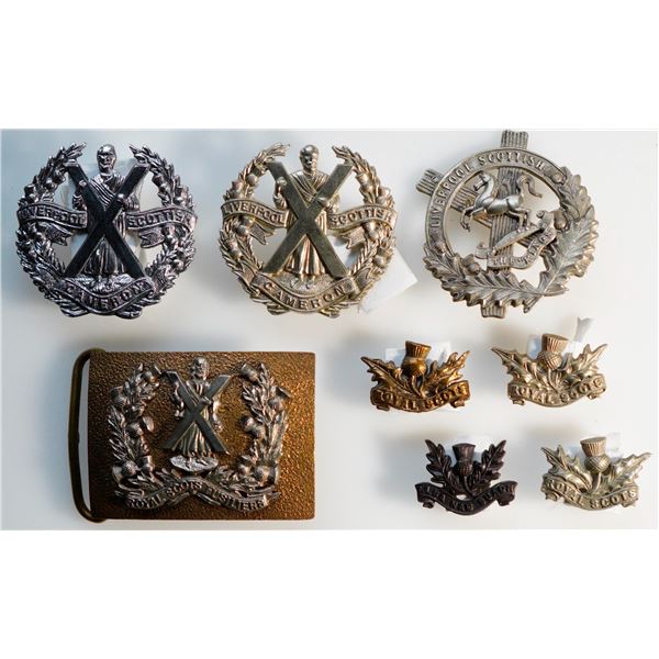 Militaria Insignia 1920-50;  British Liverpool Scottish (Cameron Highlanders) cap badge(2). Royal Sc