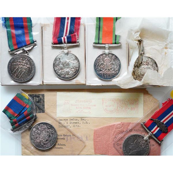 Militaria Medals;  Lot of 6 unattributed medals.  IncludesThe Defence Medal. The 1939-45 War Medal(2