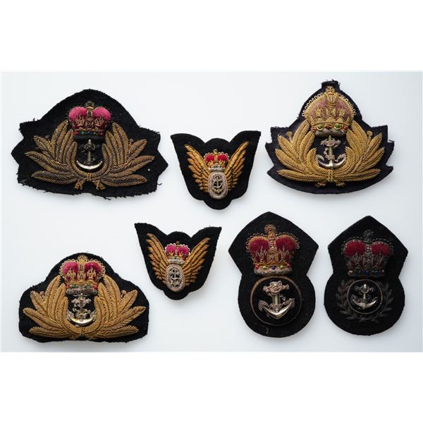 Militaria Insignia;  Naval Canadian Embroidered Officer badges.  Lot of 7 issues.  See Pic.