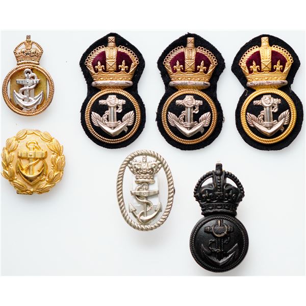 Militaria Insignia;  Naval Canadian Embroidered. metallic Officer badges & Belt Buckle.  Lot of 7 is