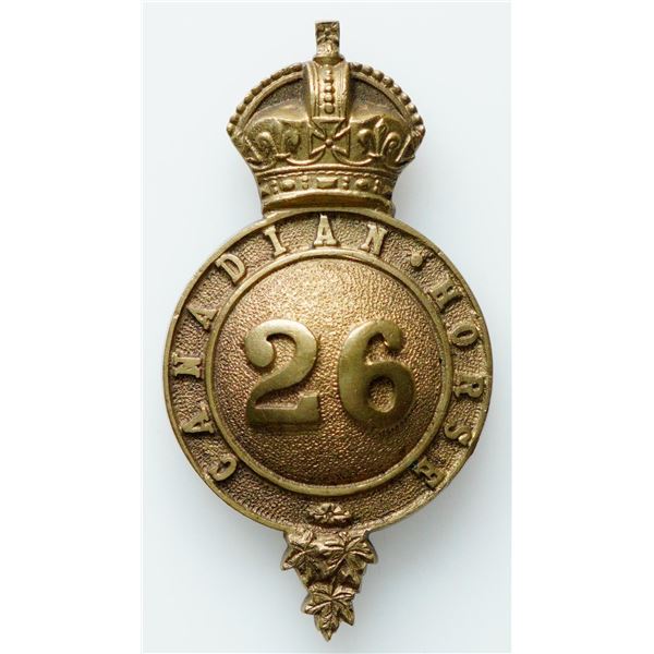 Militaria Insignia;  Canadian 26th Horse Victorian Martingale Horse Bridal Badge.  See Pic.