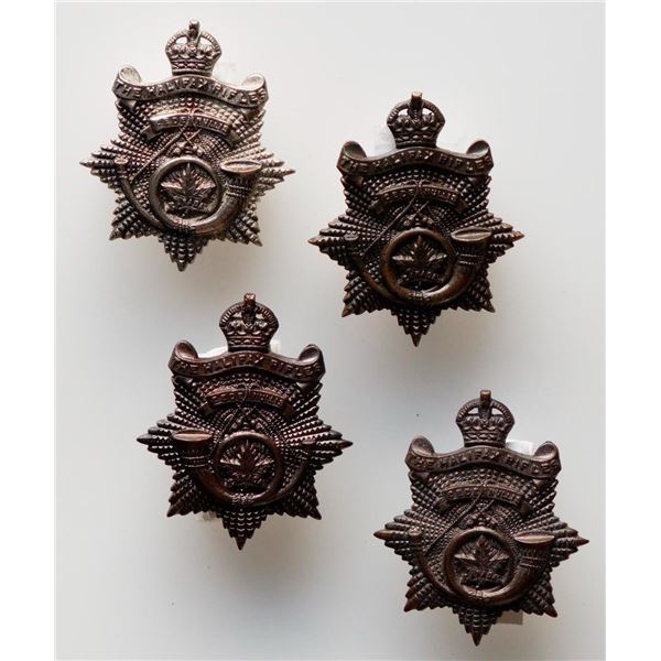 Militaria Insignia 1920-50;  Halifax Rifles Regiment Collar badges.  Lot of 4 pcs. 1 x silvered issu