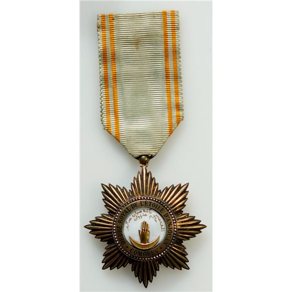 Medal; French Colonial The Order of the Star of Anjouan Comoro Islands.  An nice Original Commanders