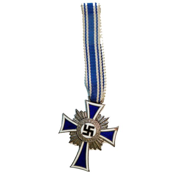 Militaria Medals; WW2 German Silver Mothers Cross w/ Ribbon.  Copied hand inscription script dated [