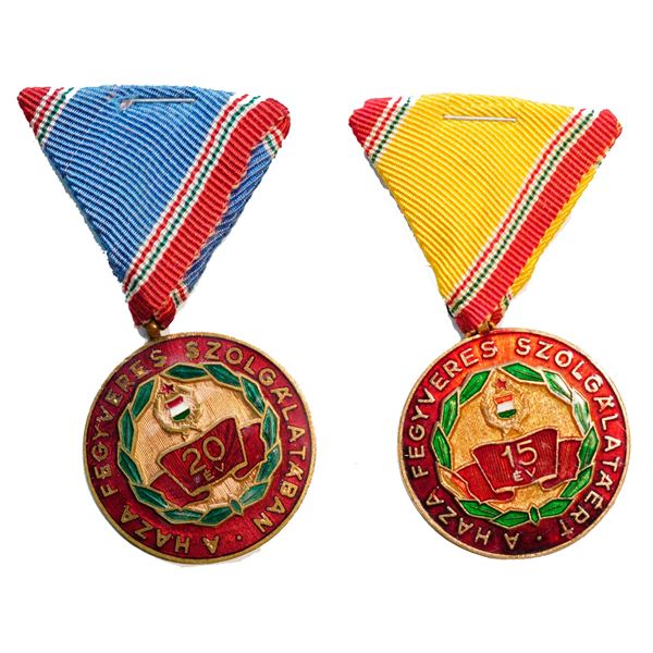 Militaria Medals; WW2 Hungarian Medal for 15 Armed Forces & 20 Air Forces - for Years Military Servi
