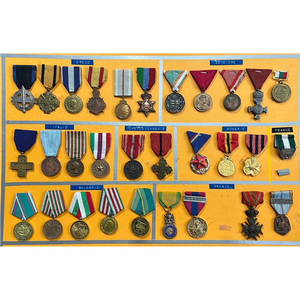 Militaria Medals;  European Grouping of 30 various WWII to Post war Medal Collection.  See Pic.