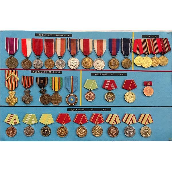 Militaria Medals;  European Grouping of 32 various WWII to Post war Medal Collection.  See Pic.