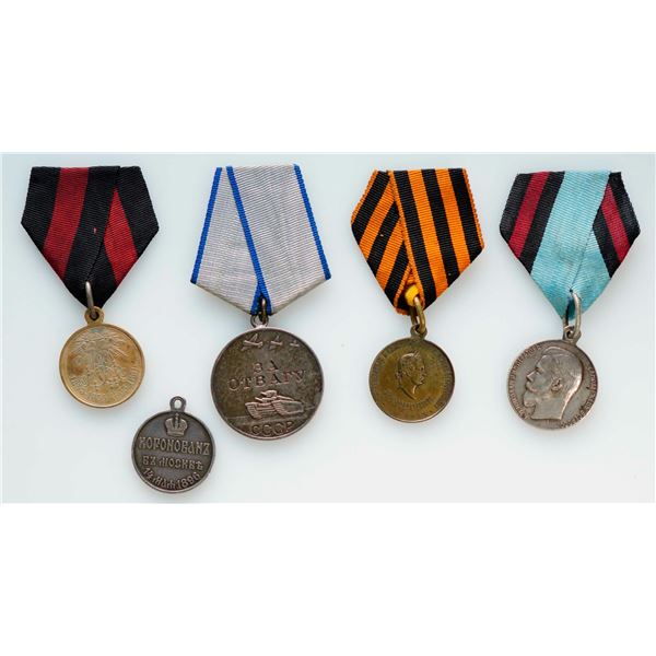 Militaria Medals;  Russian issue Medals.  Lot of 5 different issues.