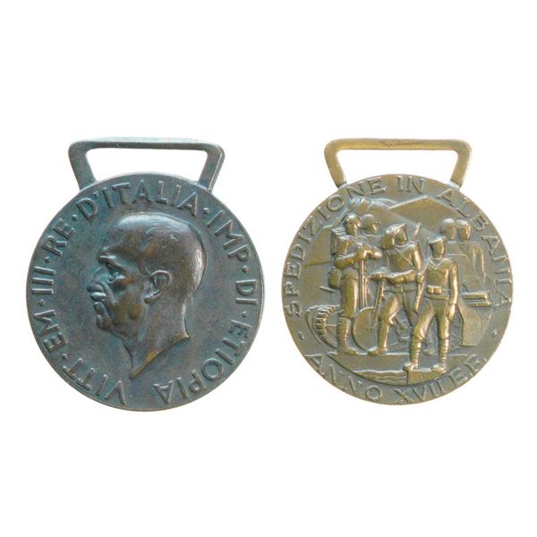 Militaria Medals; WW2 Italy Campaign Medal for The Albanian Expedition & Commomorative Medal for The